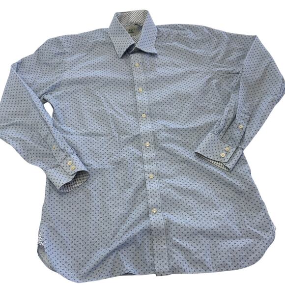 Ted Baker Shirt Mens Large 15.5 32/33 Blue Printed Button Up Endurance - Picture 1 of 10